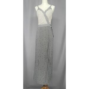 Young Fabulous & Broke Dress Small Black Floral Wrap Maxi Strappy Boho Summer